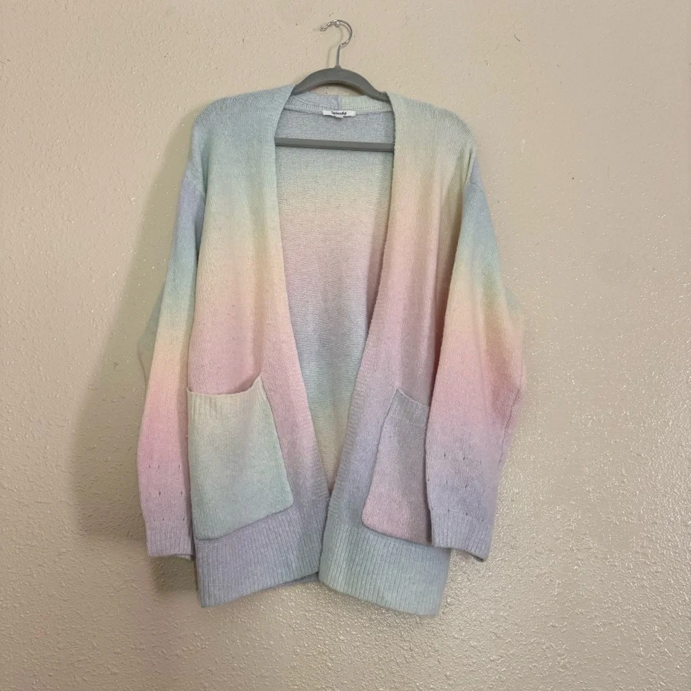 Splendid Eloise Rainbow Open Front Cardigan Pastel
